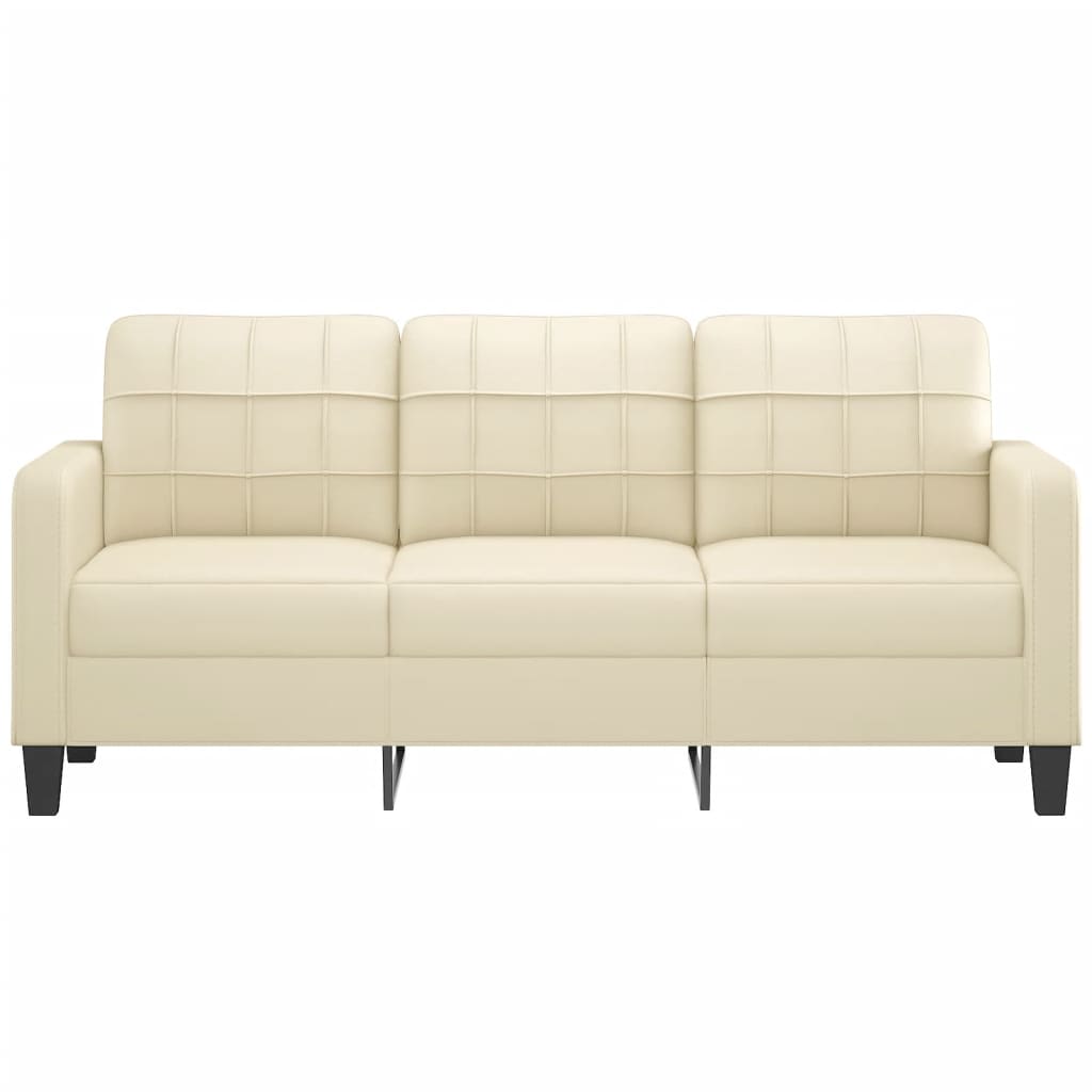 3-personers sofa 180 cm kunstlæder cremefarvet