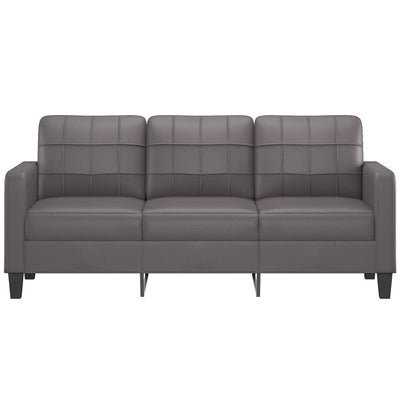 3-personers sofa 180 cm kunstlæder grå