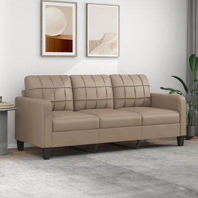 3-personers sofa 180 cm kunstlæder cappuccino