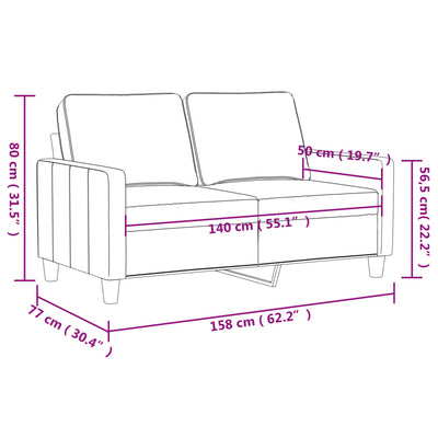 2-personers sofa 140 cm kunstlæder sort