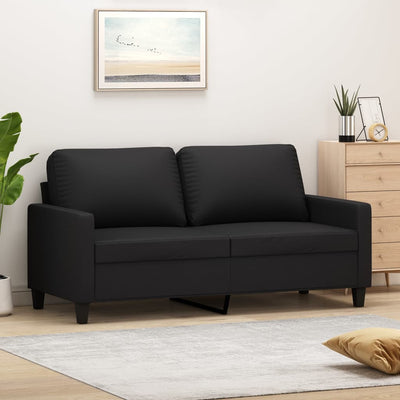 2-personers sofa 140 cm kunstlæder sort