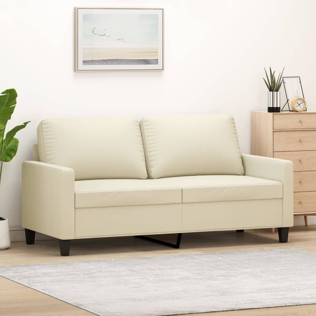 2-personers sofa 140 cm kunstlæder cremefarvet