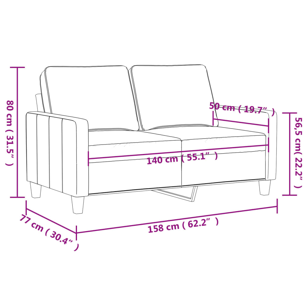 2-personers sofa 140 cm kunstlæder grå