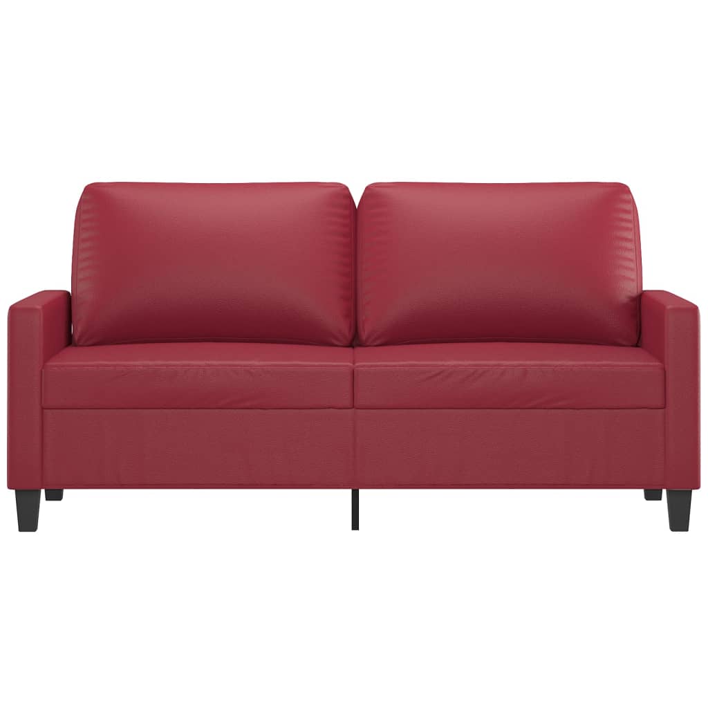 2-personers sofa 140 cm kunstlæder vinrød