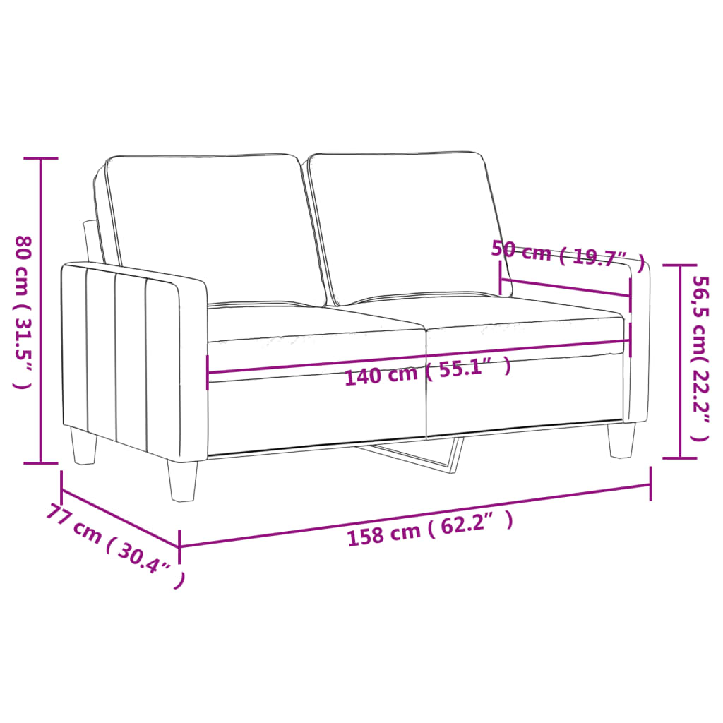 2-personers sofa 140 cm kunstlæder cappuccino