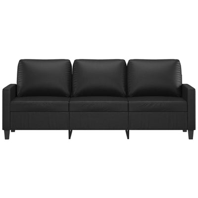 3-personers sofa 180 cm kunstlæder sort