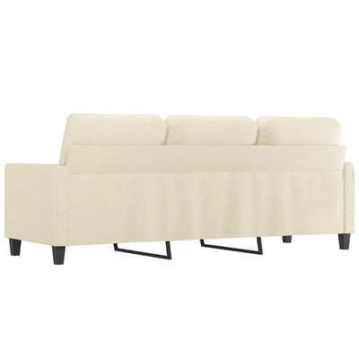 3-personers sofa 180 cm kunstlæder cremefarvet