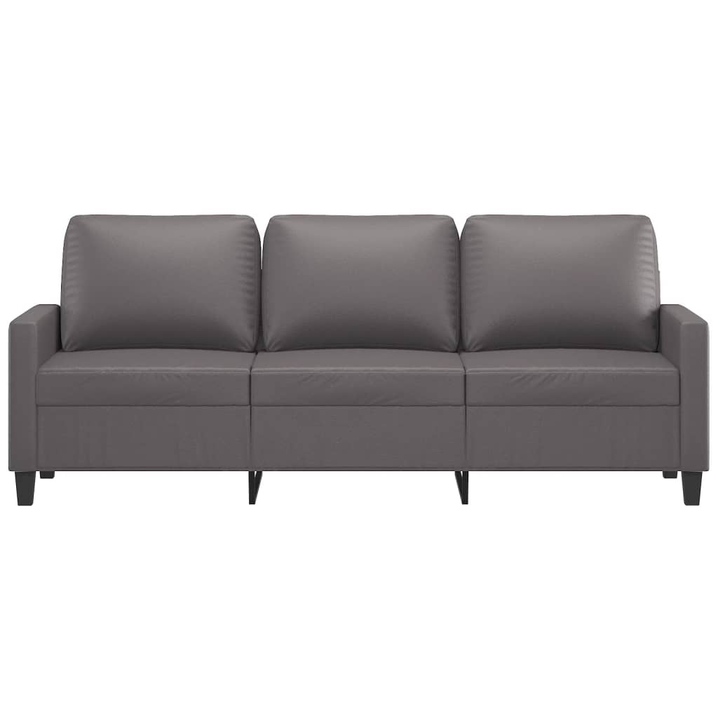 3-personers sofa 180 cm kunstlæder grå