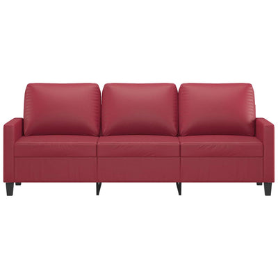 3-personers sofa 180 cm kunstlæder vinrød