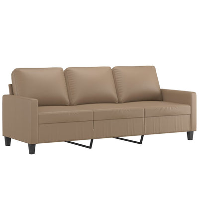 3-personers sofa 180 cm kunstlæder cappuccino