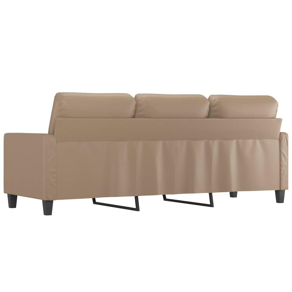 3-personers sofa 180 cm kunstlæder cappuccino