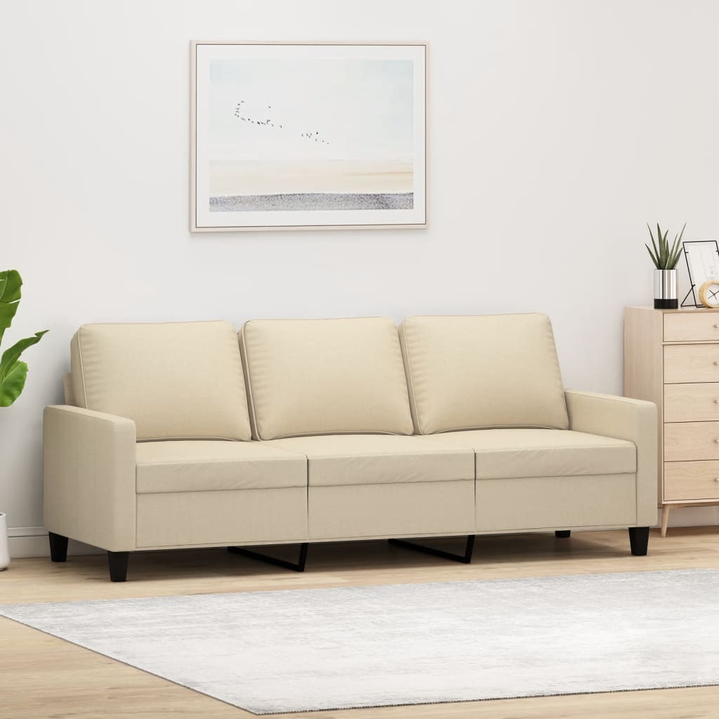 3-personers sofa 180 cm stof cremefarvet