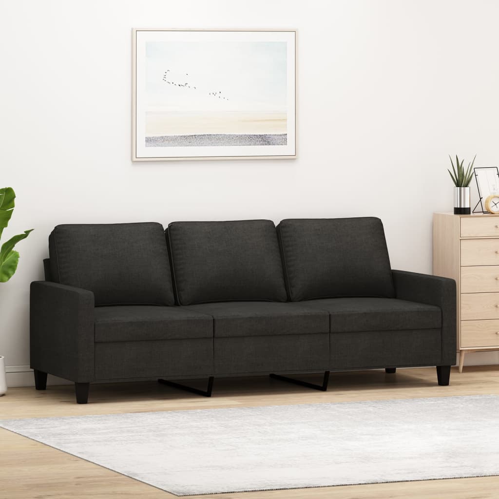 3-personers sofa 180 cm stof sort