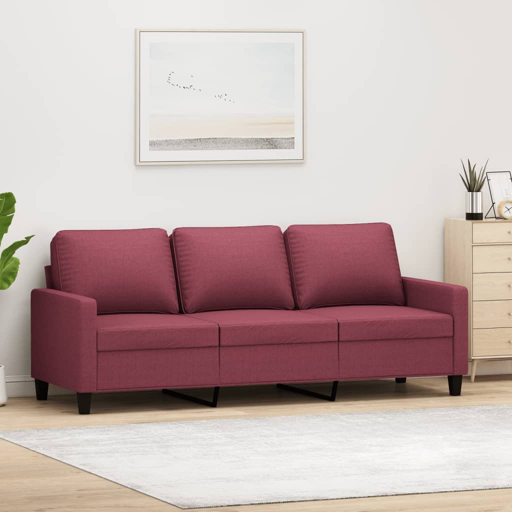 3-personers sofa 180 cm stof vinrød