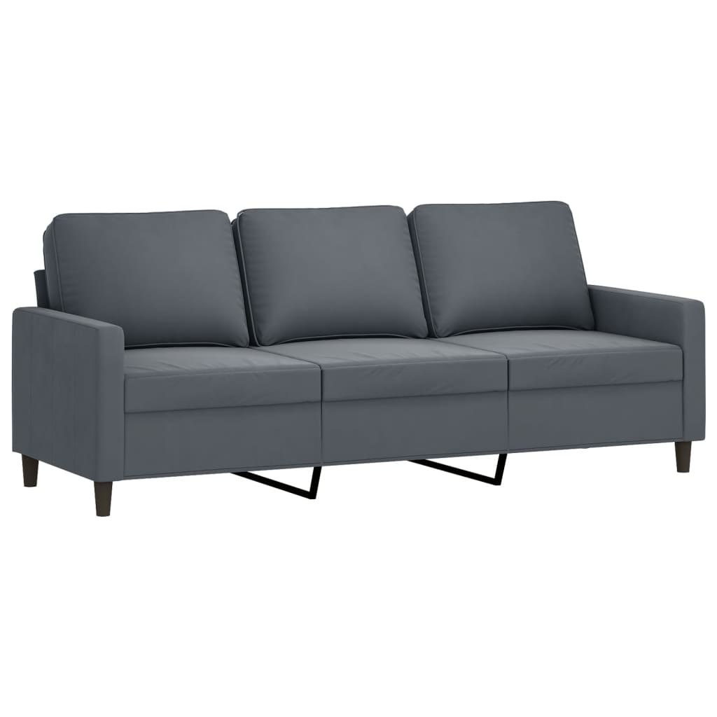 3-personers sofa 180 cm fløjl mørkegrå