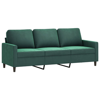 3-personers sofa 180 cm fløjl mørkegrøn