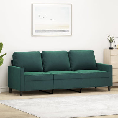 3-personers sofa 180 cm fløjl mørkegrøn