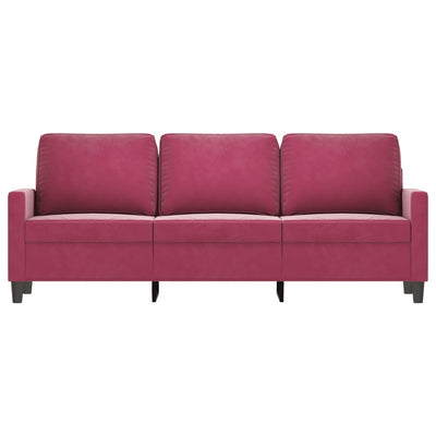 3-personers sofa 180 cm fløjl vinrød