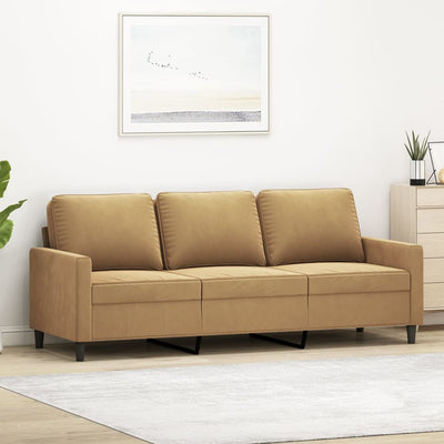 3-personers sofa 180 cm fløjl brun