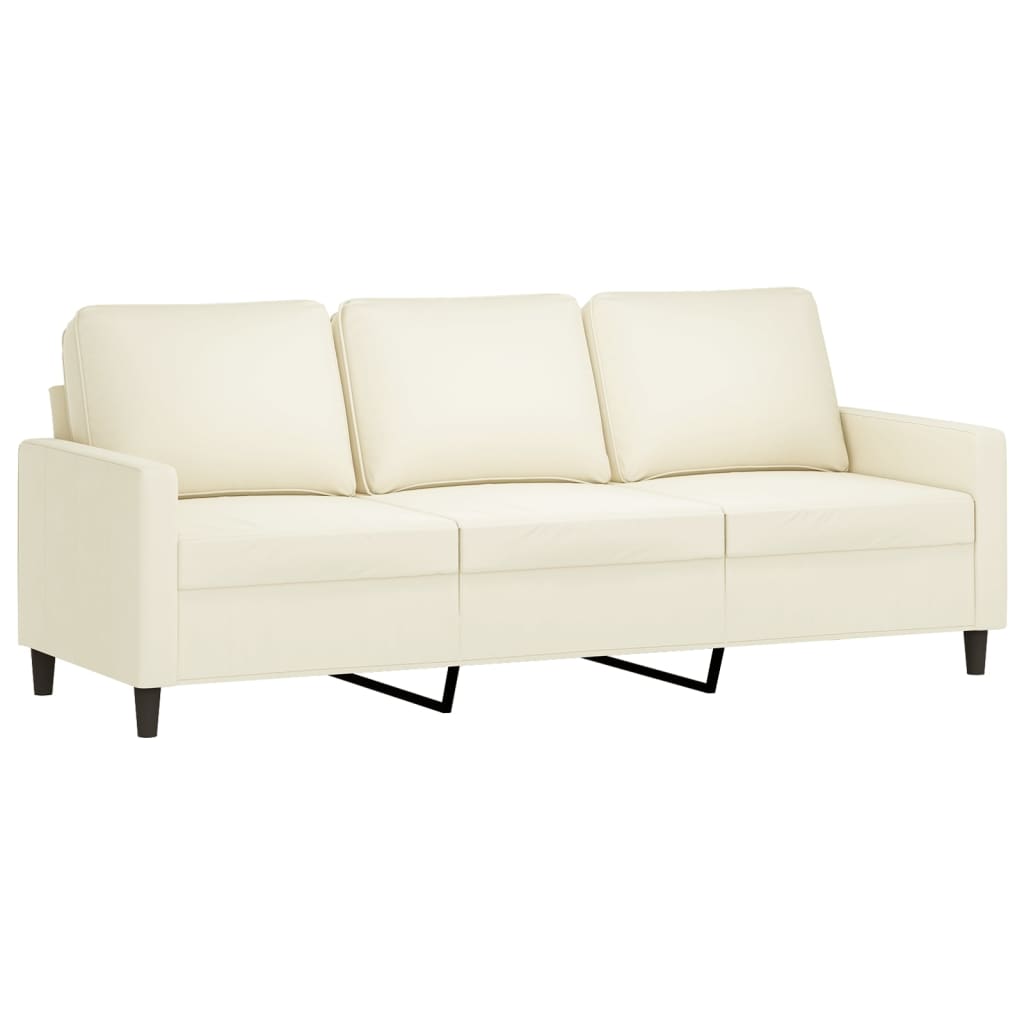 3-personers sofa 180 cm fløjl cremefarvet