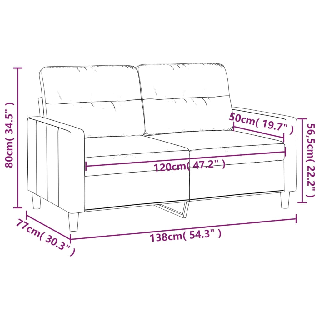 2-personers sofa 120 cm stof mørkegrå