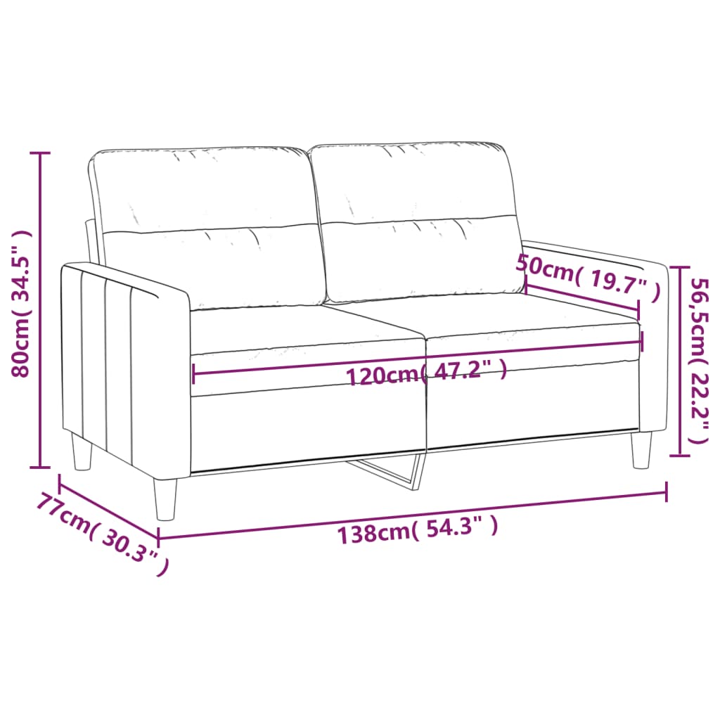 2-personers sofa 120 cm stof vinrød