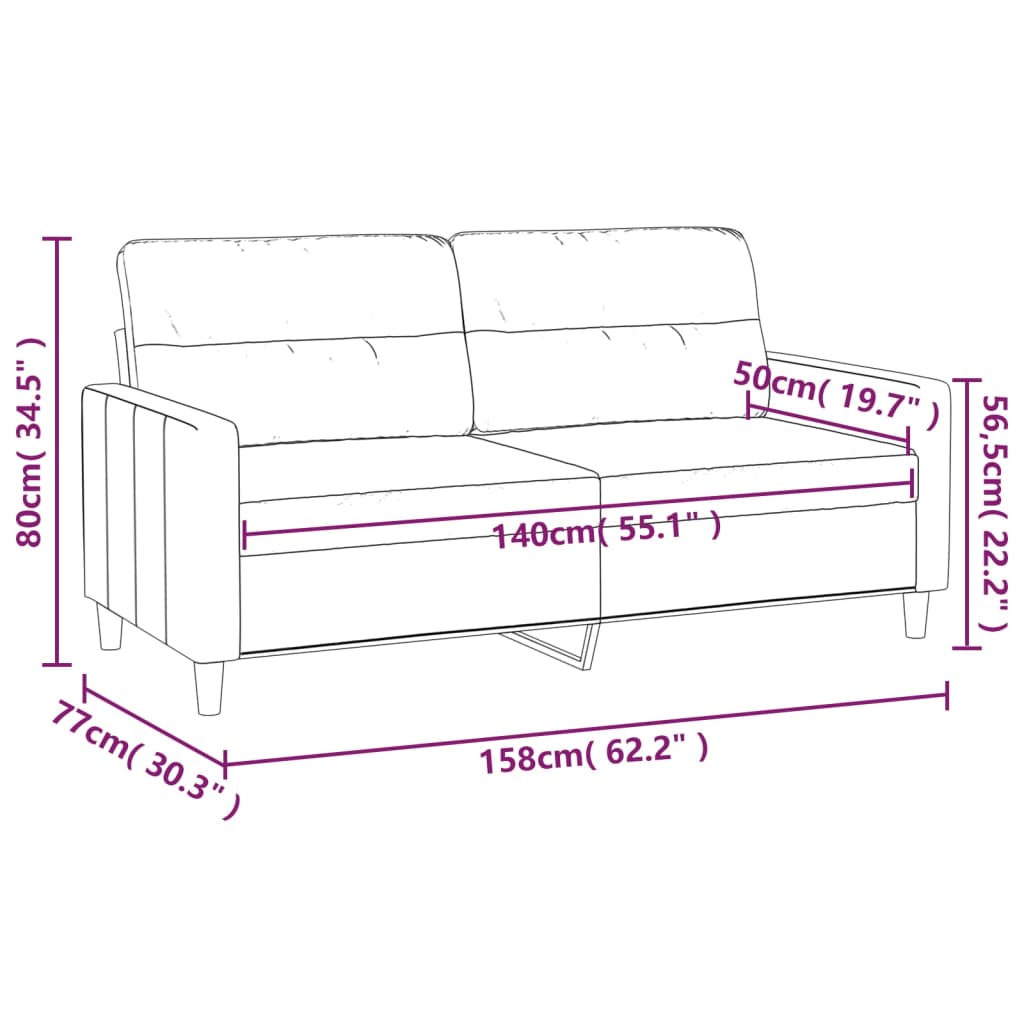 2-personers sofa 140 cm stof cremefarvet