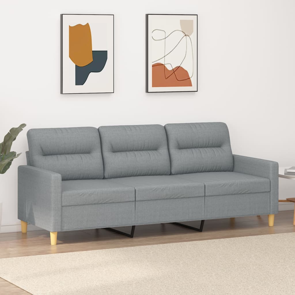 3-personers sofa 180 cm stof lysegrå