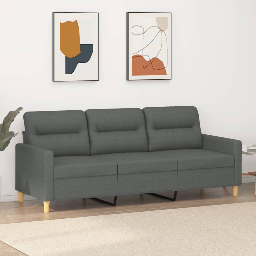 3-personers sofa 180 cm stof mørkegrå