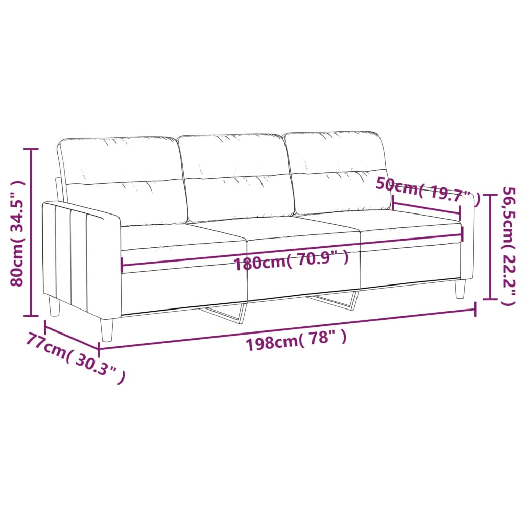 3-personers sofa 180 cm stof brun