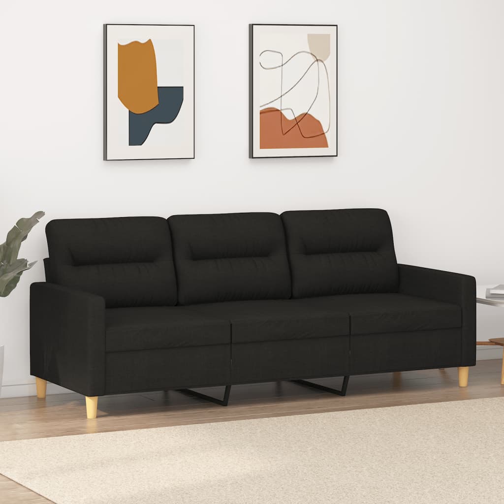 3-personers sofa 180 cm stof sort