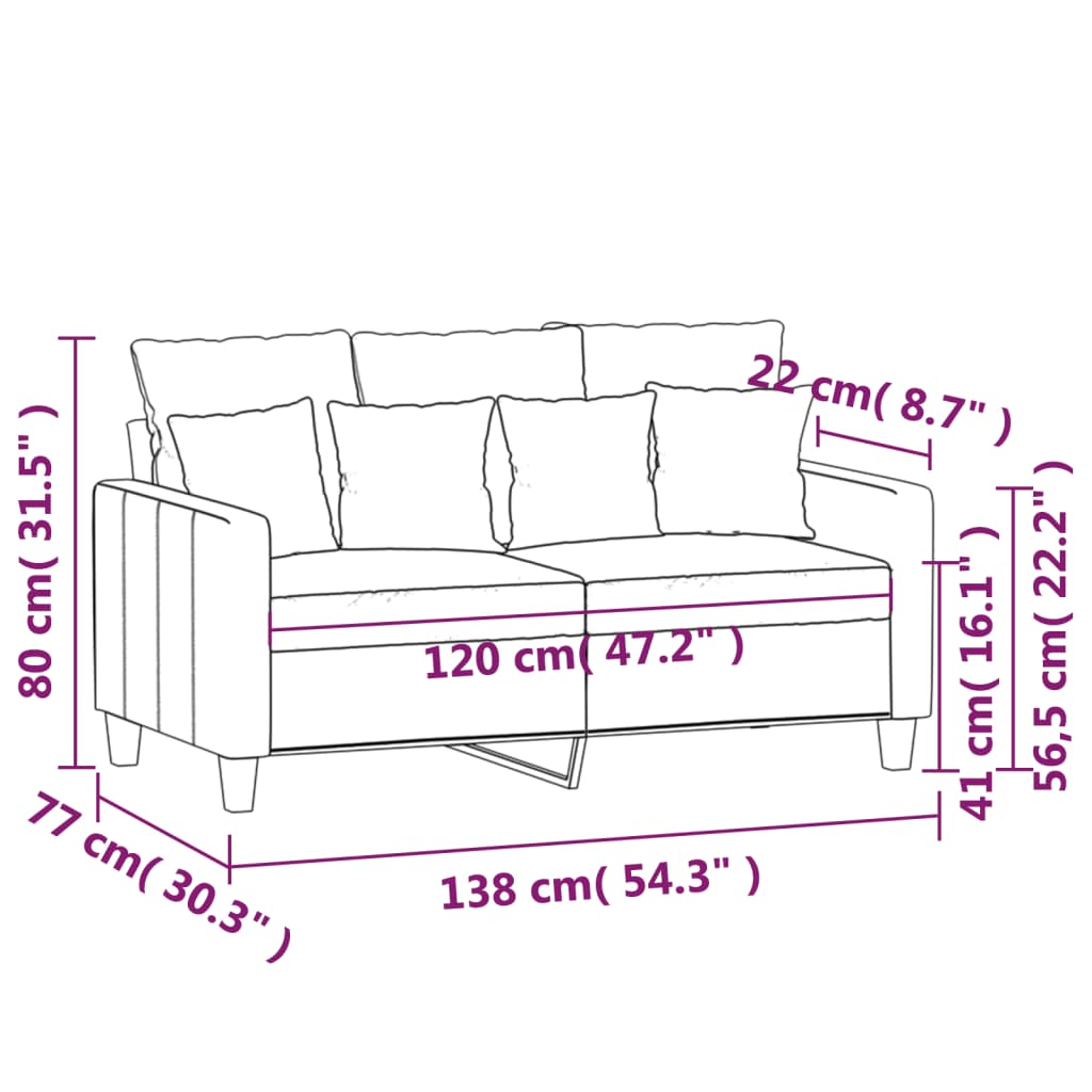 2-personers sofa 120 cm stof mørkegrå