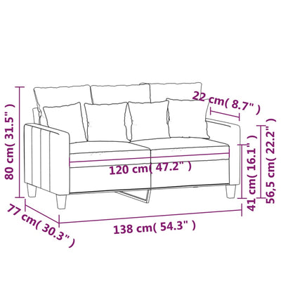 2-personers sofa 120 cm stof lysegul