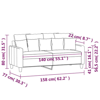 2-personers sofa 140 cm stof mørkegrå