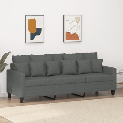 3-personers sofa 180 cm stof mørkegrå