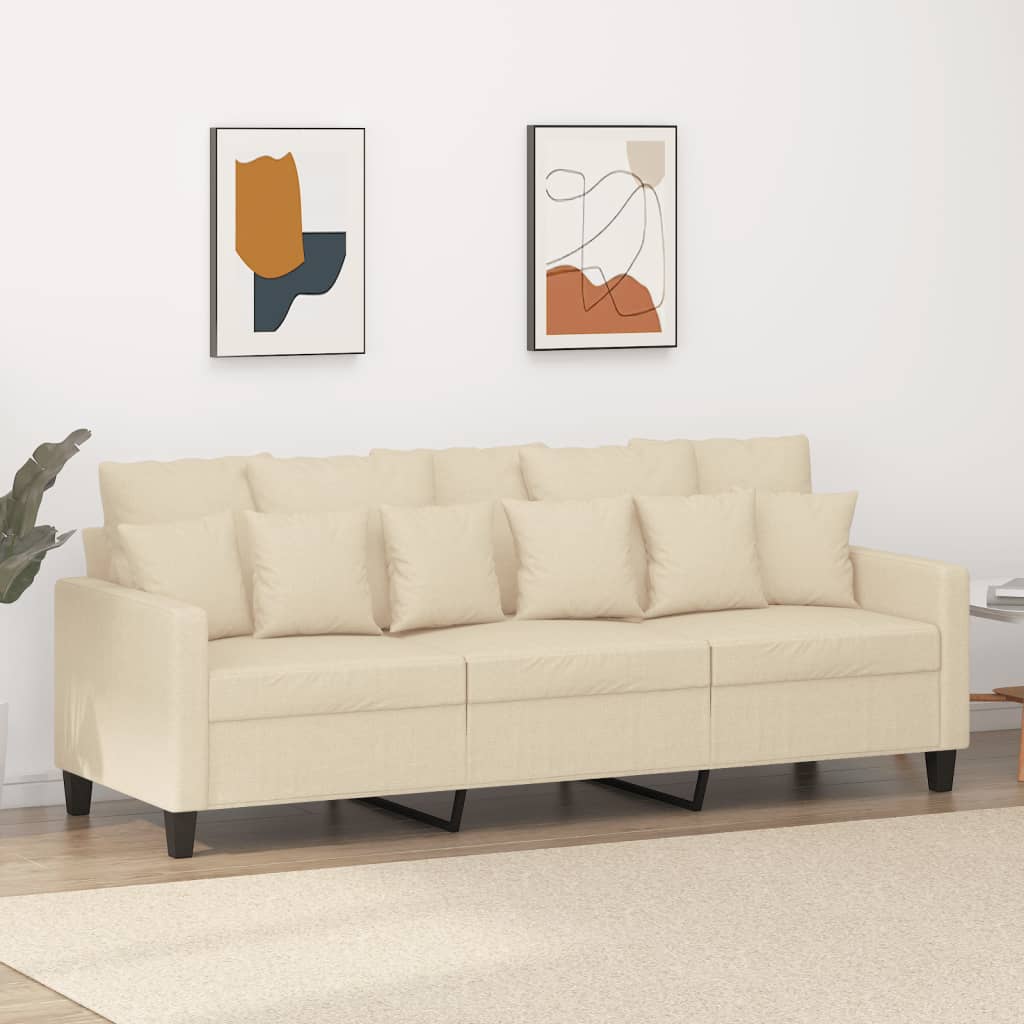 3-personers sofa 180 cm stof cremefarvet