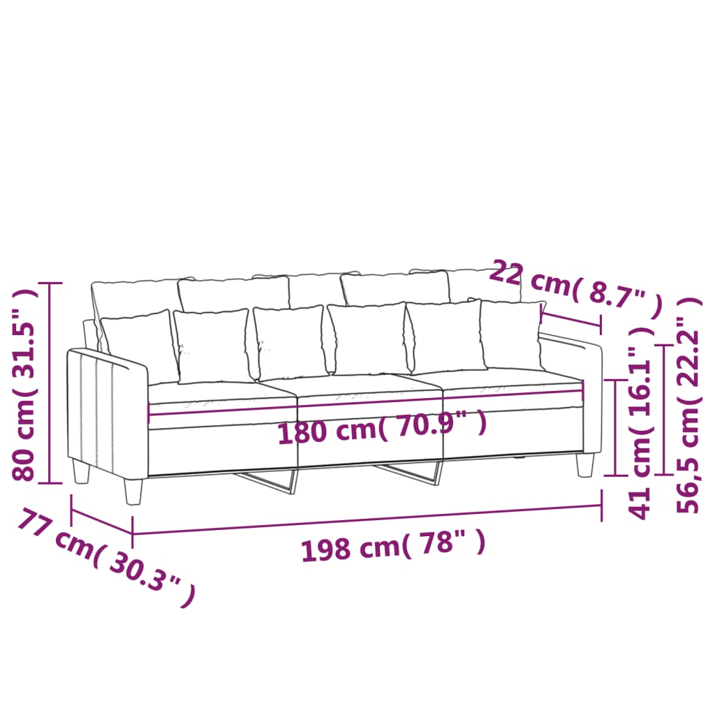 3-personers sofa 180 cm stof brun