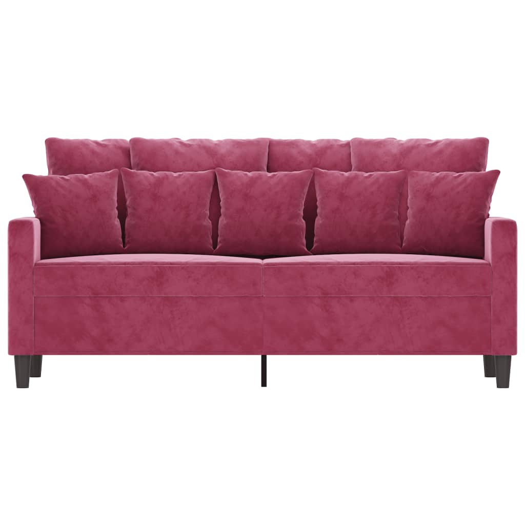 2-personers sofa 140 cm fløjl vinrød