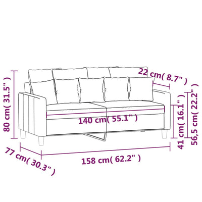 2-personers sofa 140 cm fløjl vinrød