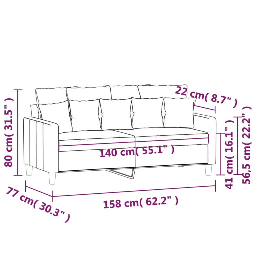 2-personers sofa 140 cm fløjl brun