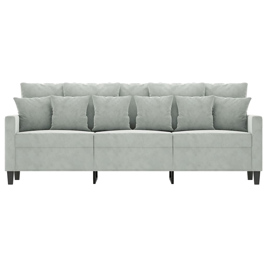 3-personers sofa 180 cm velour lysegrå