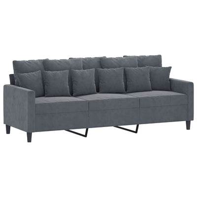 3-personers sofa 180 cm fløjl mørkegrå