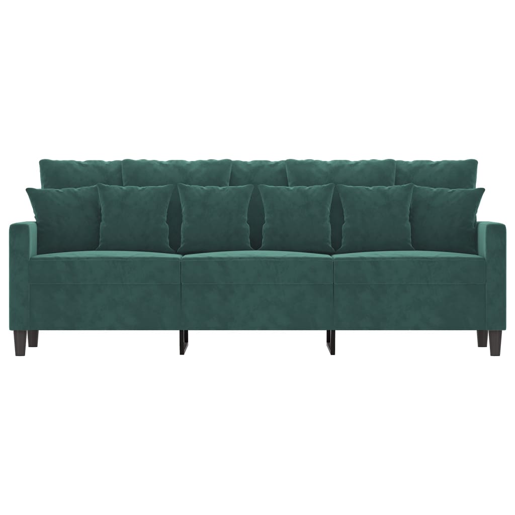 3-personers sofa 180 cm fløjl mørkegrøn