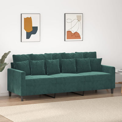 3-personers sofa 180 cm fløjl mørkegrøn