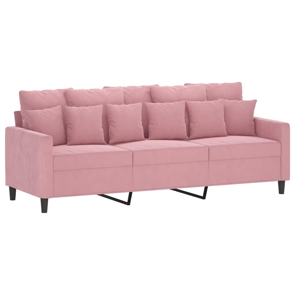 3-personers sofa 180 cm fløjl lyserød