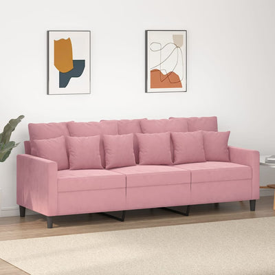 3-personers sofa 180 cm fløjl lyserød