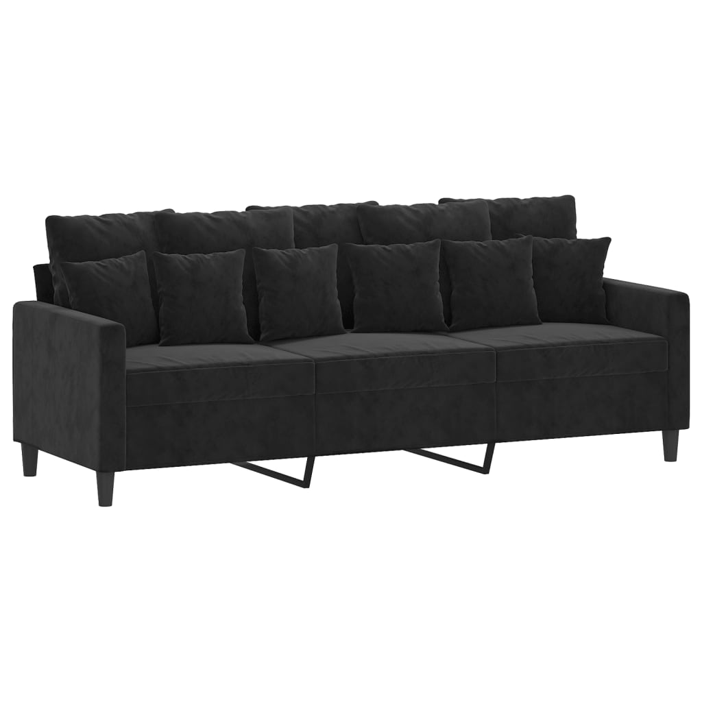 3-personers sofa 180 cm velour sort