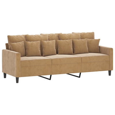 3-personers sofa 180 cm fløjl brun