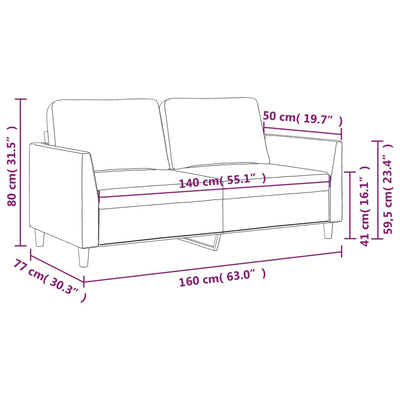 2-personers sofa 140 cm kunstlæder sort