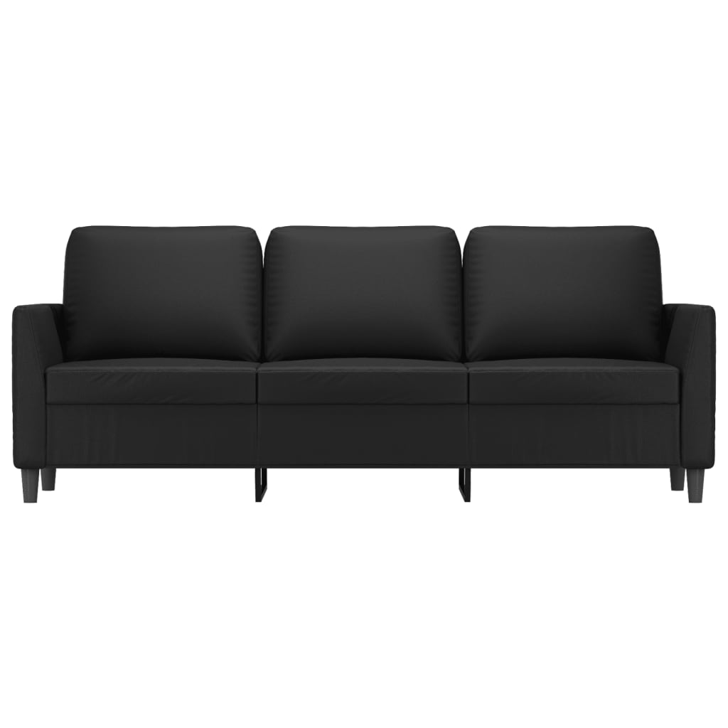 3-personers sofa 180 cm kunstlæder sort